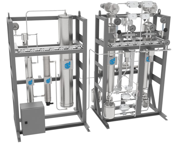 Combined, the Donaldson purification modules can provide hydrogen with an O2 max of 2 ppm(v) and H2O max of 1 ppm(v).