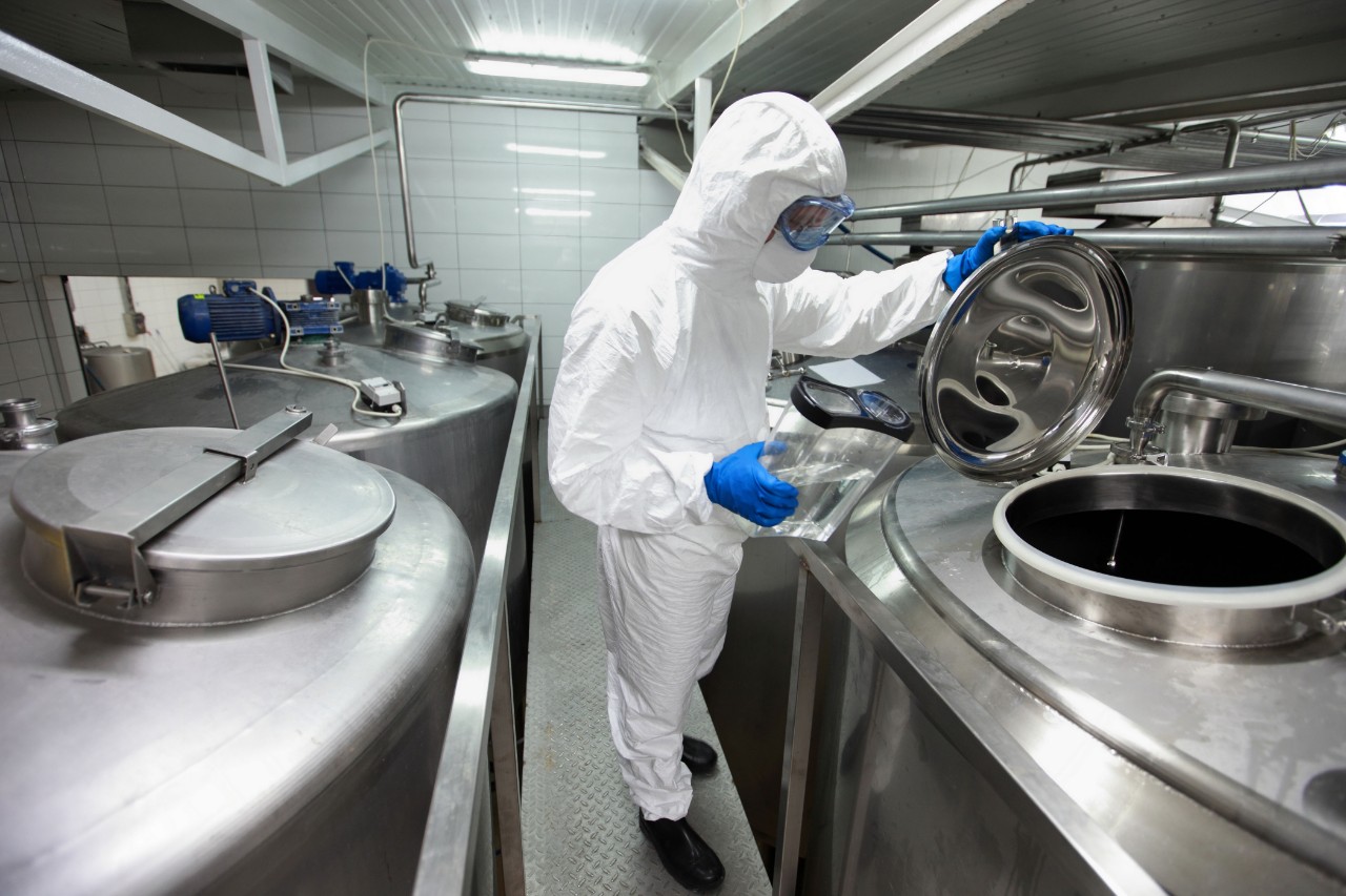 Man in a processing plant