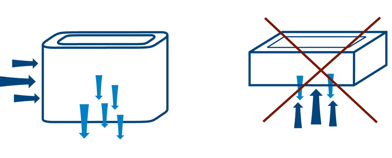 WSO Cross-Flow Filter (left) versus Up-Flow Filter (right)